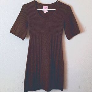 Pink Republic Brown Cabled Sweater Dress Size M